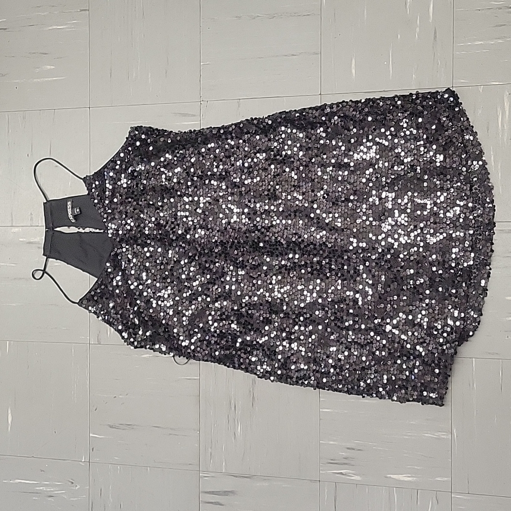 Express halter sequins dress